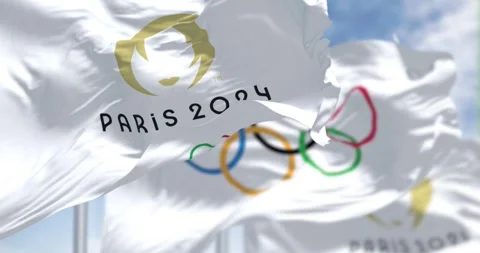 Flags of Paris 2024 and the Olympics Gam... | Stock Video | Pond5