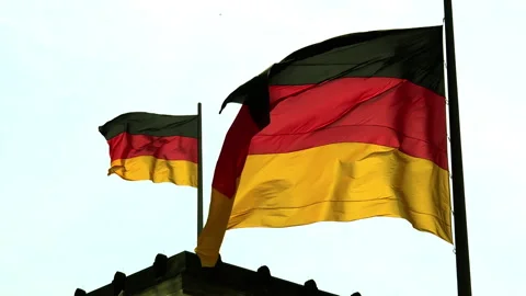 Flags on the Parliament of Germany, Berlin Stock Footage 249739170