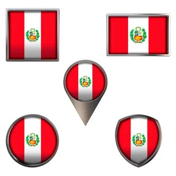 Flags of the Peru Icons set image Stock Illustration