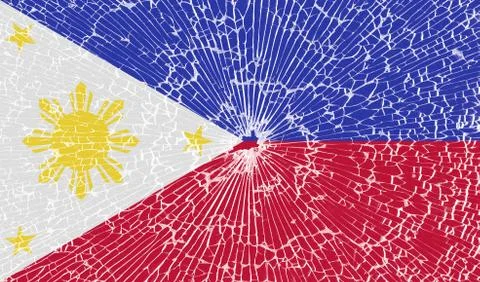 Flags Philippiines with the texture of broken glass Stock Illustration