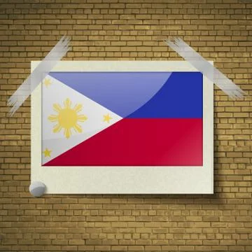 Flags Philippiinesat frame on a brick background. Vector Stock Illustration