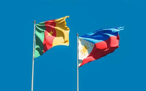 Flags of Philippines and Cameroon. Stock Photos