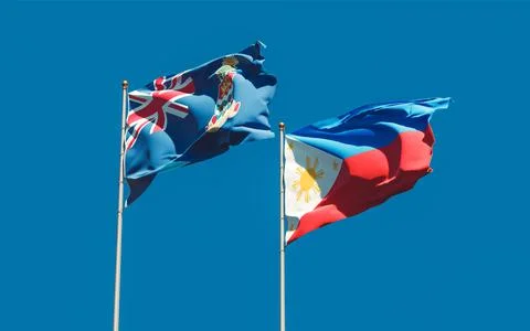 Flags of Philippines and Cayman Islands. Stock Photos