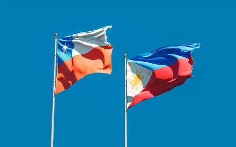 Flags of Philippines and Chile. Stock Photos