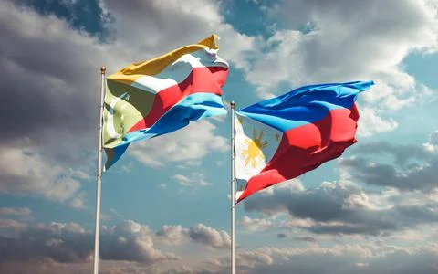 Flags of Philippines and Comoros. Stock Photos
