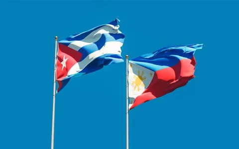 Flags of Philippines and Cuba. Stock Photos