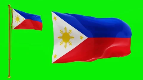 Flags of the Philippines with Green Screen Chroma Key High Quality 4K UHD 60FPS Stock Footage 143381206
