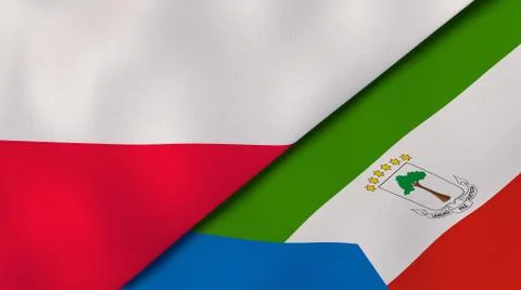 The flags of Poland and Equatorial Guinea. News, reportage, business backgrou Stock Illustration