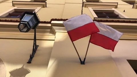 The flags of Poland Stock Footage 90784100
