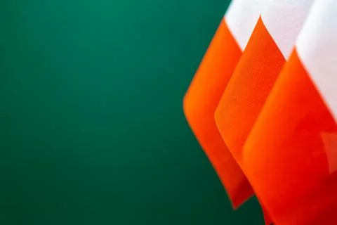 Flags of Poland with green background empty space for your text on left. Stock Photos