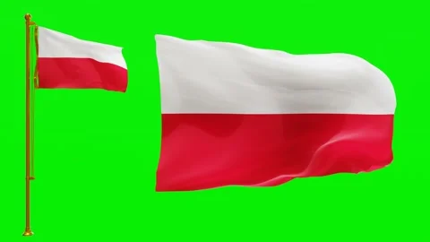 Flags of Poland with Green Screen Chroma Key High Quality 4K UHD 60FPS Stock Footage 143381050