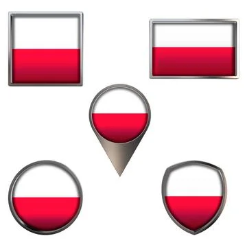 Flags of the Poland Icons set image Stock Illustration