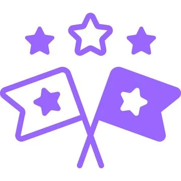 Flags purple line icon, vector design usa independence day icon. Stock Illustration