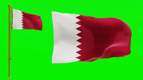Flags of Qatar with Green Screen Chroma Key High Quality 4K UHD 60FPS Stock Footage 143381146