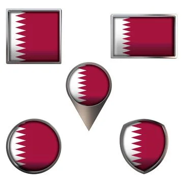 Flags of the Qatar Icons set image Stock Illustration