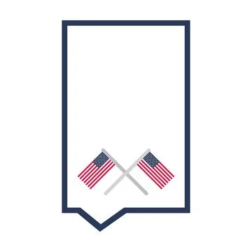 Flags in rectangle speech bubble for USA patriotic holiday and event Stock Illustration
