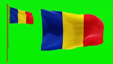 Flags of Romania with Green Screen Chroma Key High Quality 4K UHD 60FPS Stock Footage 143542370