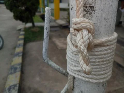 Flag's rope attachment to the pole Foto stock