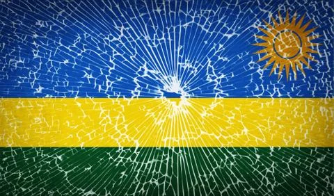 Flags Rwanda with broken glass texture. Vector Stock Illustration