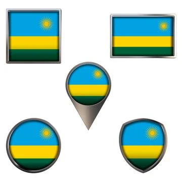 Flags of the Rwanda Icons set image Stock Illustration