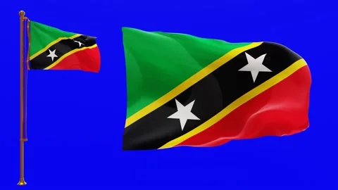 Flags of Saint Kitts and Nevis with Green Screen Chroma Key High Quality 4K Stock Footage 143536659