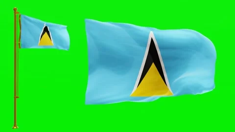 Flags of Saint Lucia with Green Screen Chroma Key High Quality 4K UHD 60FPS Stock Footage 143536419