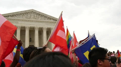 Flags at Same Sex Marriage Ruling - U.S. Supreme Court Stock Footage 51928295
