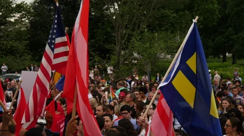 Flags at Same Sex Marriage Ruling - U.S. Supreme Court Stock Footage 51929240