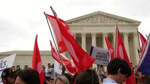 Flags at Same Sex Marriage Ruling - U.S. Supreme Court Stock Footage 51929351