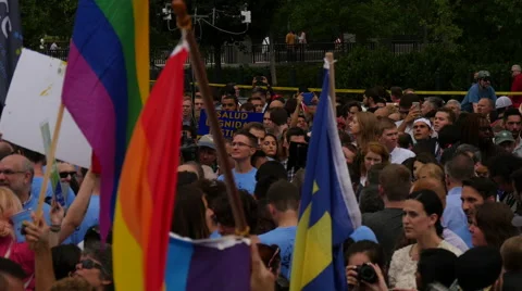 Flags at Same Sex Marriage Ruling - U.S. Supreme Court Stock Footage 51929420