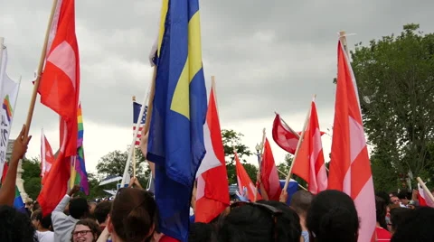 Flags at Same Sex Marriage Ruling - U.S. Supreme Court Stock Footage 51930403