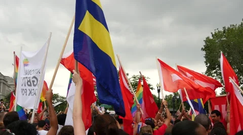 Flags at Same Sex Marriage Ruling - U.S. Supreme Court Stock Footage 51930983