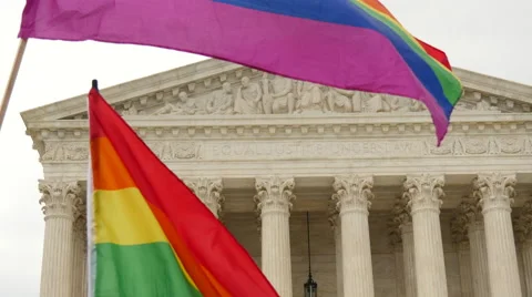 Flags at Same Sex Marriage Ruling - U.S. Supreme Court Stock Footage 51931688