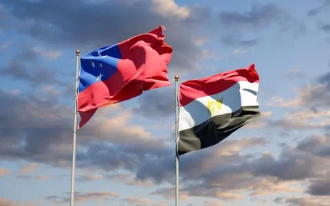 Flags of Samoa and Egypt. Stock Photos