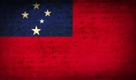 Flags Samoa with dirty paper texture. Vector Stock Illustration