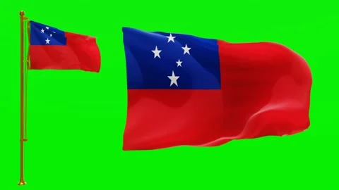 Flags of Samoa with Green Screen Chroma Key High Quality 4K UHD 60FPS Stock Footage 143536671