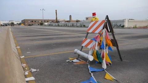 Flags on Sawhorse Stock Footage 105330856