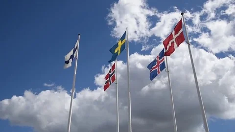 Flags Of Scandinavia Stock Footage 69283752
