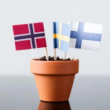 Flags of scandinavia nations Fotos Stock