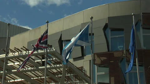 Flags at Scottish Parliament.50Mbs 動画素材 24673169