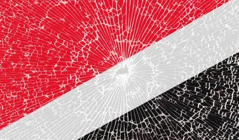 Flags Sealand Principality with the texture of broken glass Stock Illustration