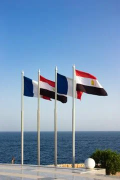 Flags on seaside Stock-Illustration