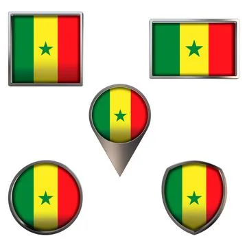 Flags of the Senegal Icons set image Stock Illustration