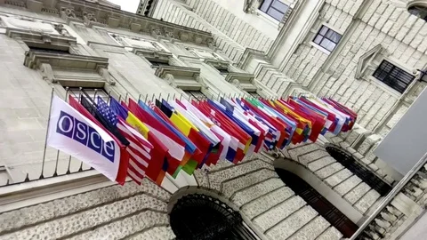 Flags from several nations in the wind Stock Footage 82339508