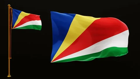 Flags of Seychelles with Green Screen Chroma Key High Quality 4K UHD 60FPS Stock Footage 143776719