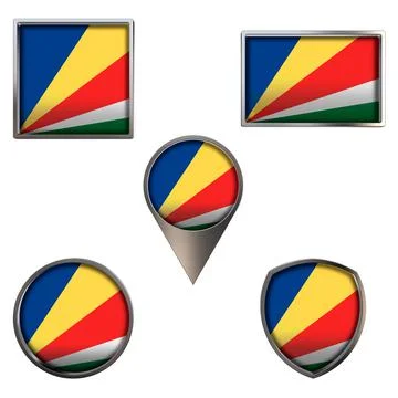 Flags of the Seychelles Icons set image Stock Illustration