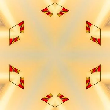 Flags in the shape of a six sided shape design made with photo from San Deigo Stock Photos
