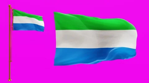 Flags of Sierra Leone with Green Screen Chroma Key High Quality 4K UHD 60FPS Stock Footage 143776587