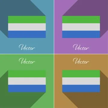 Flags SIERRA lEONE. Set of colors flat design and long shadows. Vector Stock Illustration