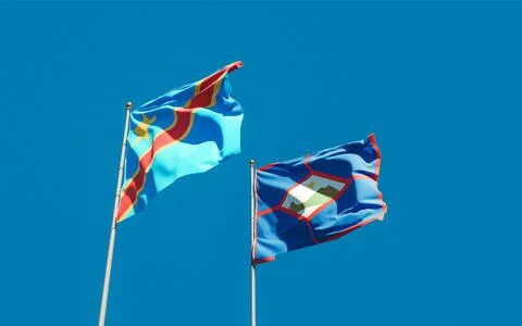 Flags of Sint Eustatius and DR Congo. Foto stock
